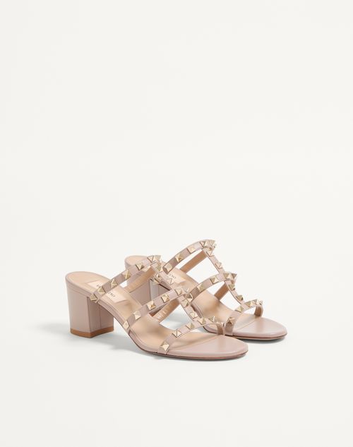 Valentino Garavani - Rockstud Calfskin Leather Slide Sandal 60 Mm - Poudre - Woman - Sandals